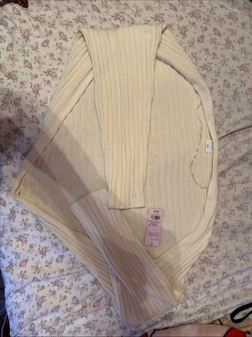 wild fable Cream Ribbed Open-Front Cardigan